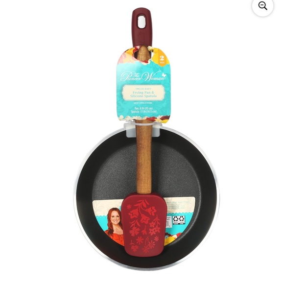 The Pioneer Woman Timeless Beauty Aluminum 8-Inch Frypan with Spatula, Merlot - Picture 1 of 6